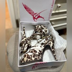 EUC | Chinese Laundry | Satin Leopard Strappy Heels | Sz 7.5